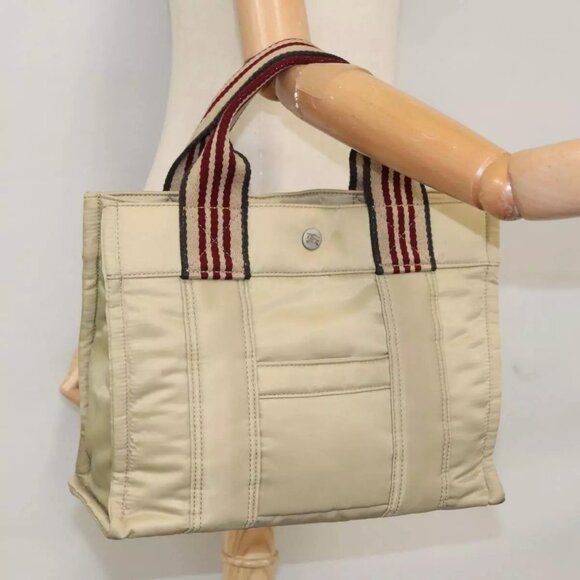 BURBERRY Blue Label Hand Bag Nylon Beige Auth - Picture 1 of 16